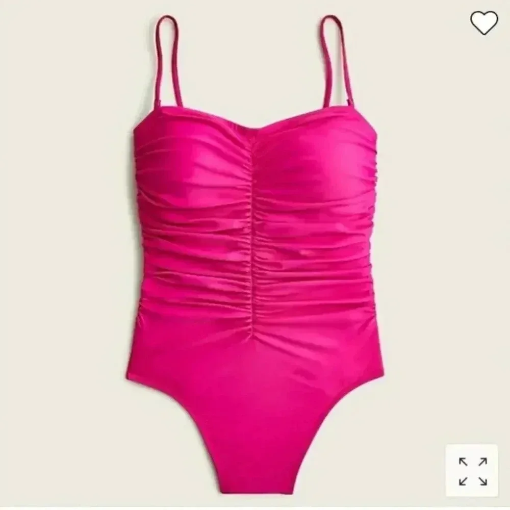 J Crew Plus Ruched sweetheart one piece Swimsuit Radiant Fuchsia Size 24 NWT